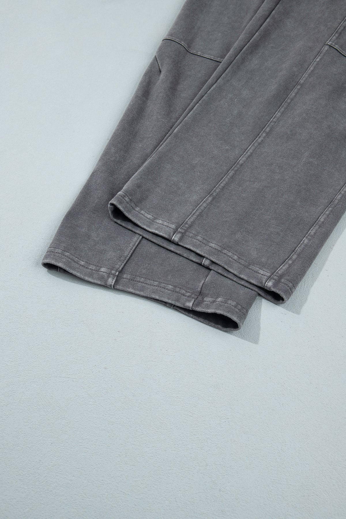 Coffee Mineral Wash Seam Detail Elastic Waist Barrel Pants