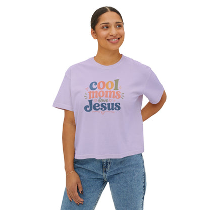 Cool Moms Love Jesus Boxy Tee — Christian Mom Graphic Shirt