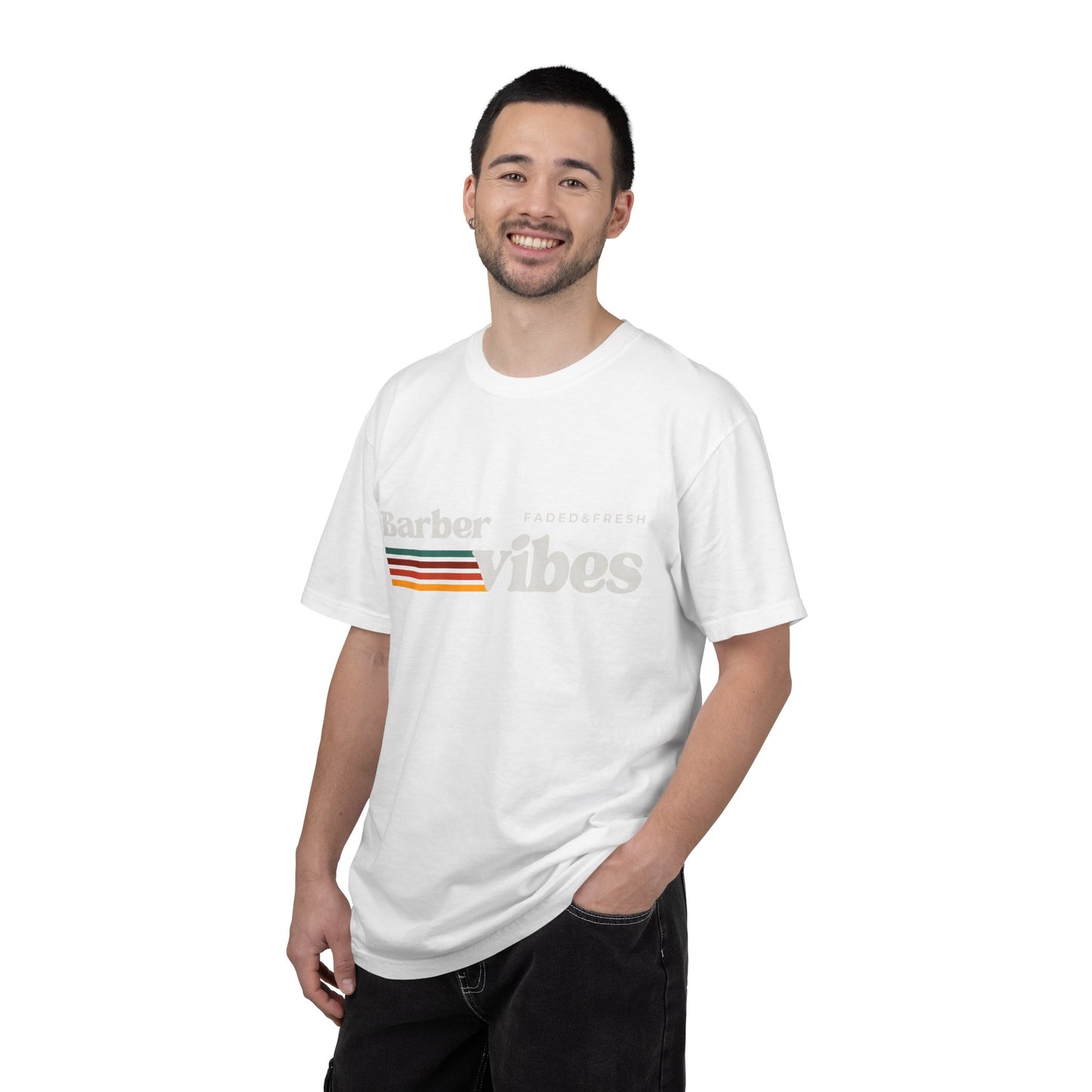 Barber Vibes T-Shirt — Retro Stripe Hairstylist Tee