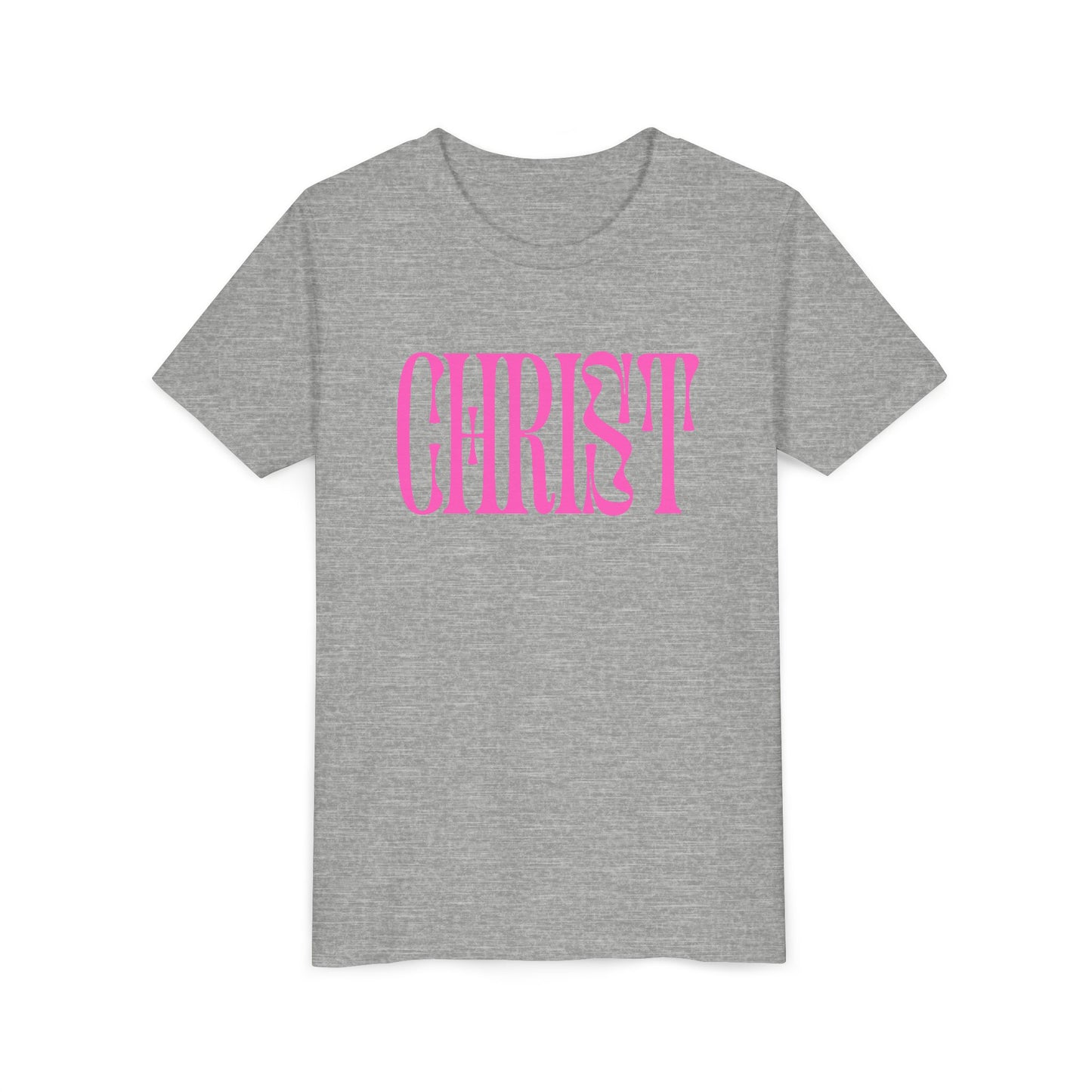 Youth Tee - 'CHRIST' Pink Gospel Logo Christian T-Shirt