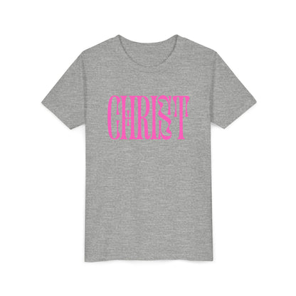 Youth Tee - 'CHRIST' Pink Gospel Logo Christian T-Shirt