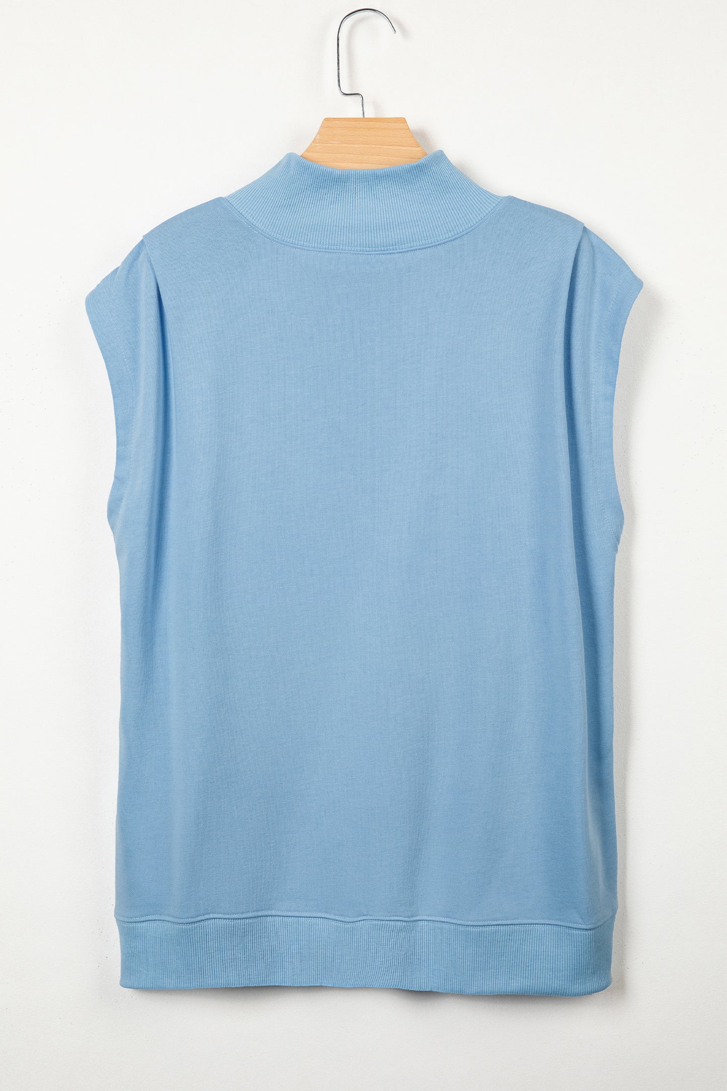 Racing Red Solid Color High Neck Cap Sleeve Loose Top