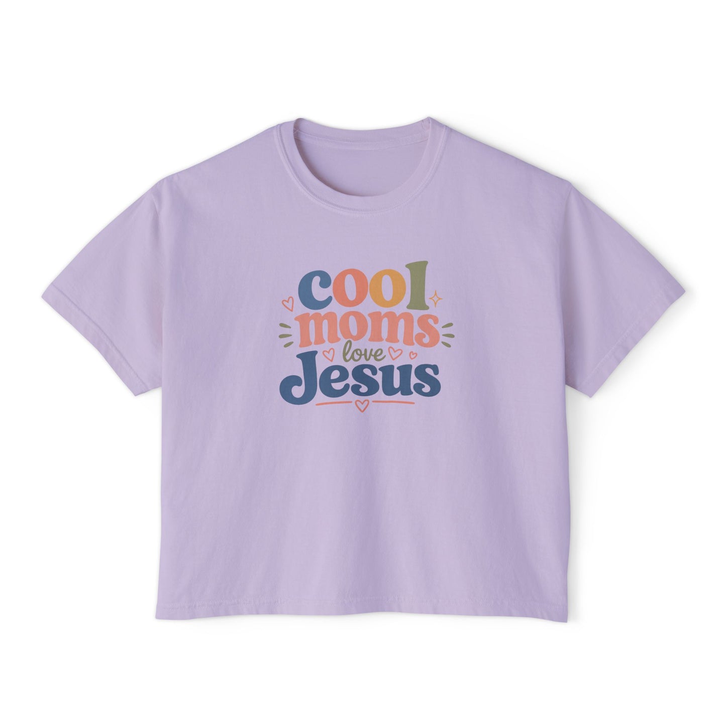 Cool Moms Love Jesus Boxy Tee — Christian Mom Graphic Shirt