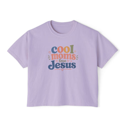 Cool Moms Love Jesus Boxy Tee — Christian Mom Graphic Shirt