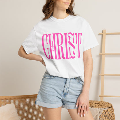 Christ Pink Logo T‑Shirt — Retro Typography Christian Tee