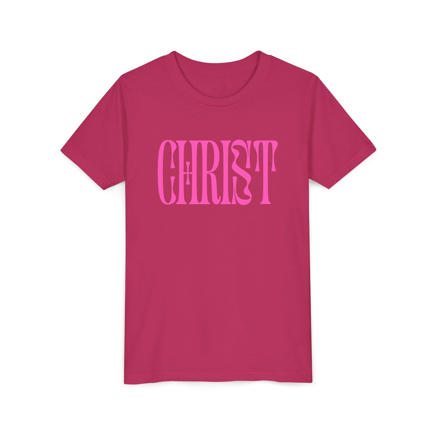 Youth Tee - 'CHRIST' Pink Gospel Logo Christian T-Shirt