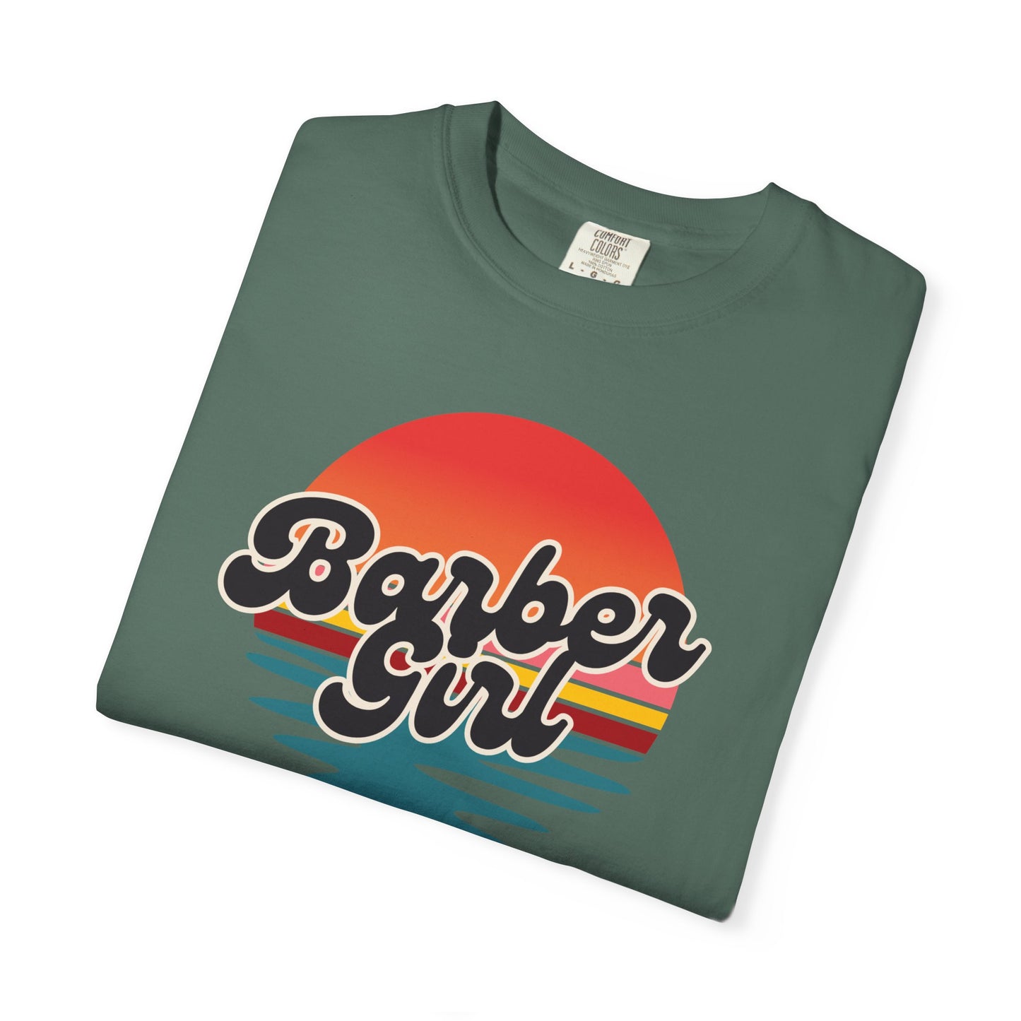 Barber Girl Retro Sun T-Shirt — Vintage Barbershop Tee