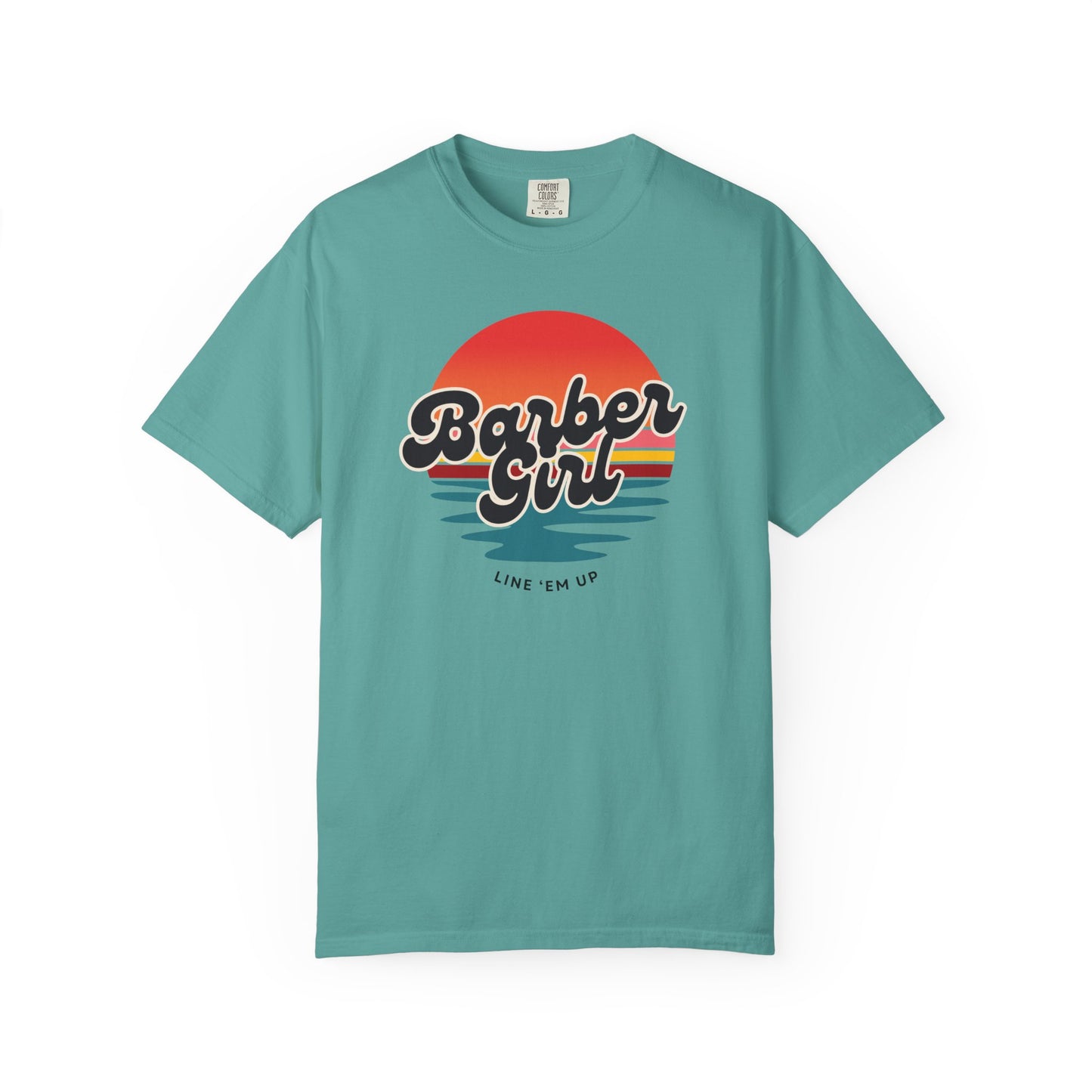 Barber Girl Retro Sun T-Shirt — Vintage Barbershop Tee