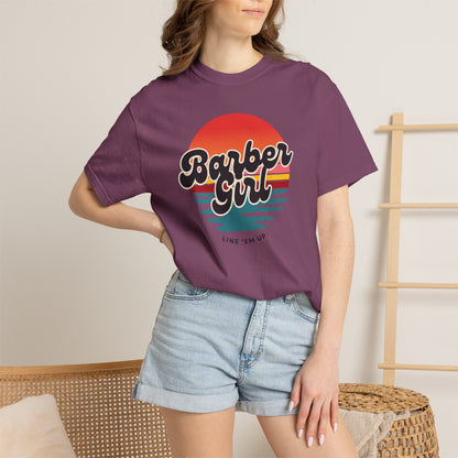 Barber Girl Retro Sun T-Shirt — Vintage Barbershop Tee