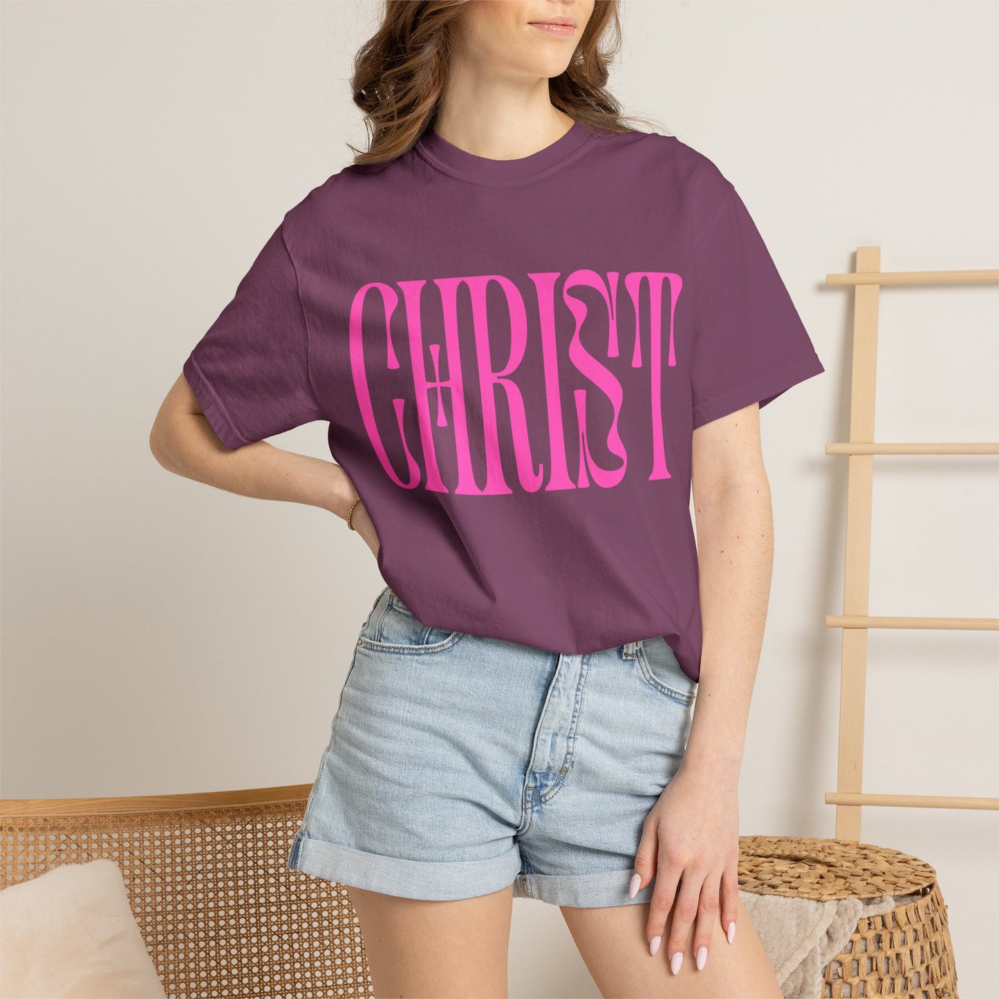 Christ Pink Logo T‑Shirt — Retro Typography Christian Tee