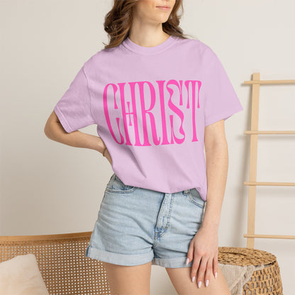 Christ Pink Logo T‑Shirt — Retro Typography Christian Tee