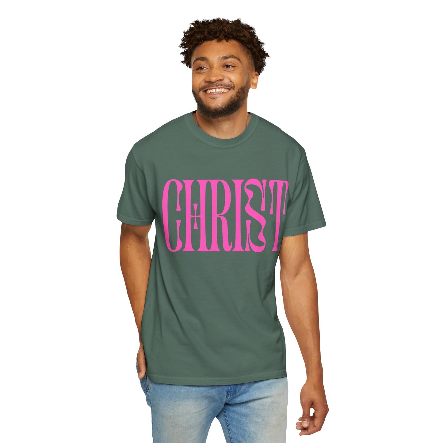 Christ Pink Logo T‑Shirt — Retro Typography Christian Tee