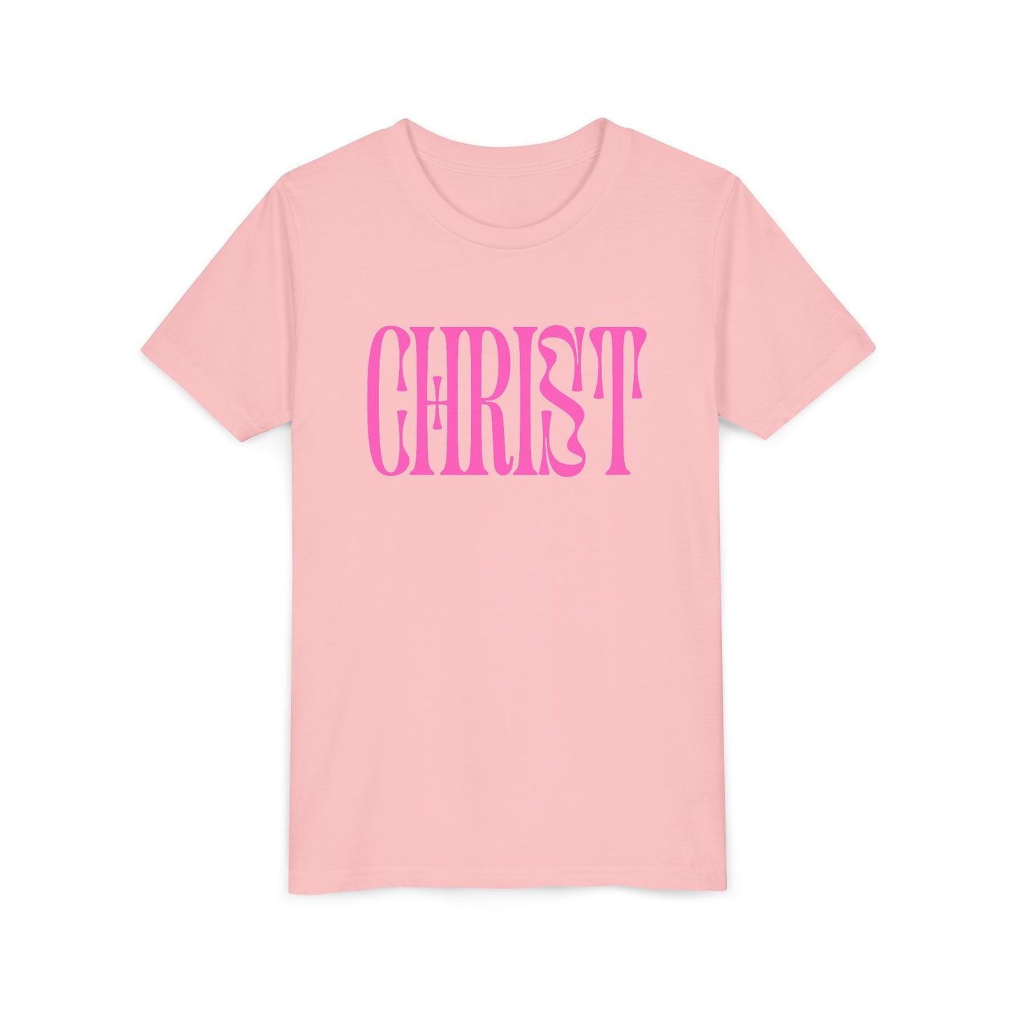 Youth Tee - 'CHRIST' Pink Gospel Logo Christian T-Shirt