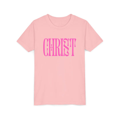 Youth Tee - 'CHRIST' Pink Gospel Logo Christian T-Shirt
