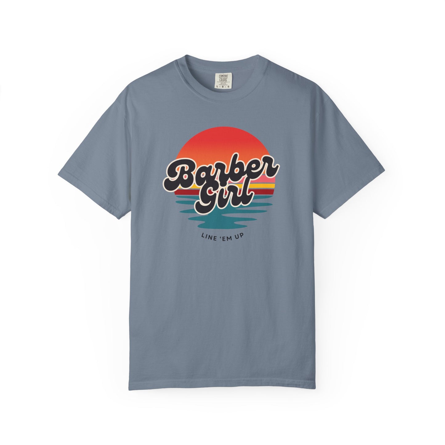 Barber Girl Retro Sun T-Shirt — Vintage Barbershop Tee