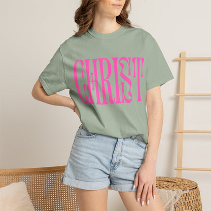 Christ Pink Logo T‑Shirt — Retro Typography Christian Tee