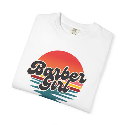 Barber Girl Retro Sun T-Shirt — Vintage Barbershop Tee