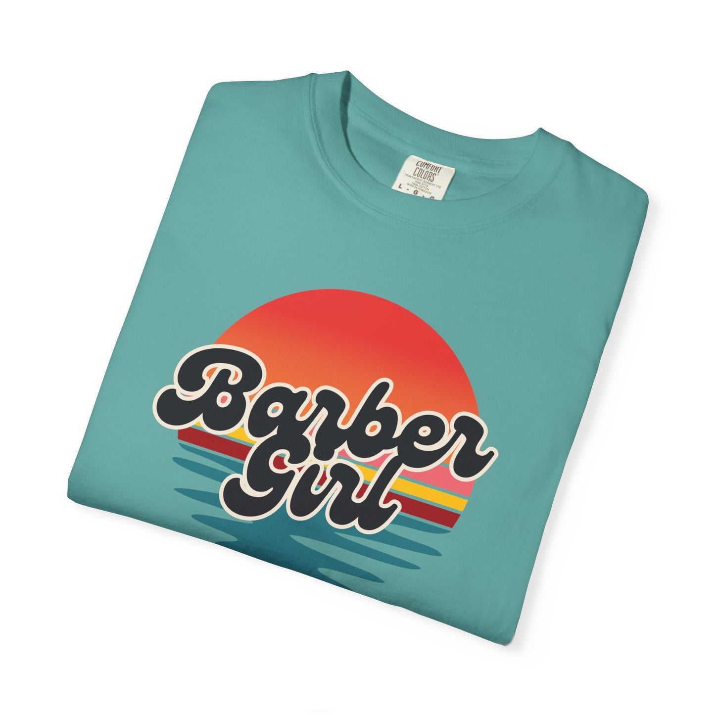 Barber Girl Retro Sun T-Shirt — Vintage Barbershop Tee