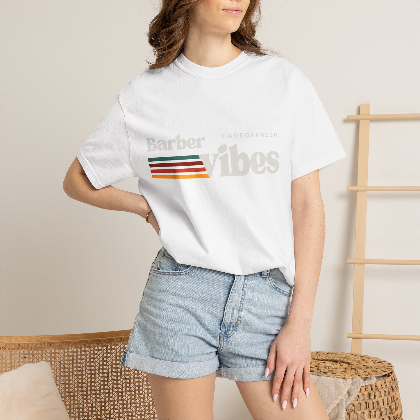 Barber Vibes T-Shirt — Retro Stripe Hairstylist Tee