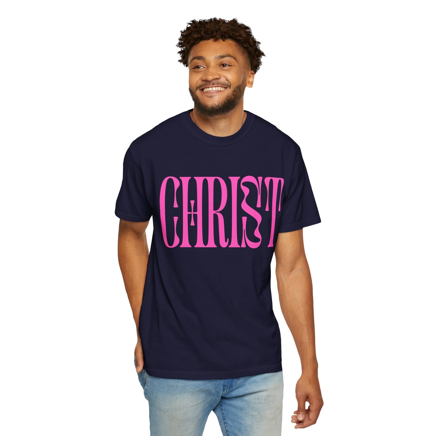 Christ Pink Logo T‑Shirt — Retro Typography Christian Tee