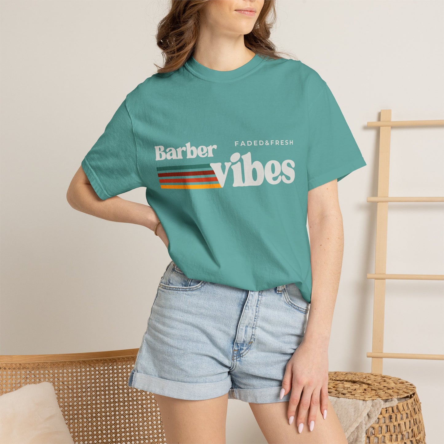 Barber Vibes T-Shirt — Retro Stripe Hairstylist Tee