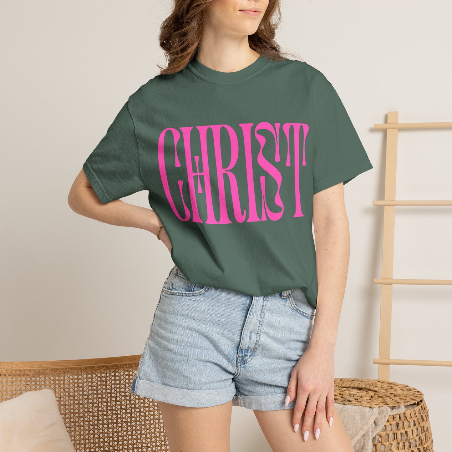 Christ Pink Logo T‑Shirt — Retro Typography Christian Tee