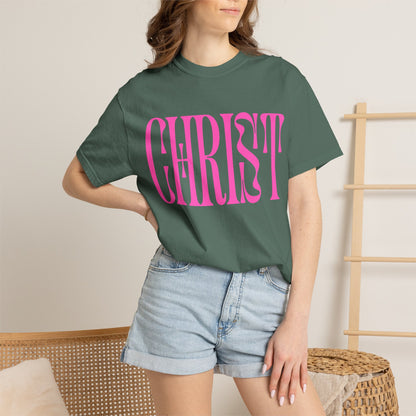 Christ Pink Logo T‑Shirt — Retro Typography Christian Tee