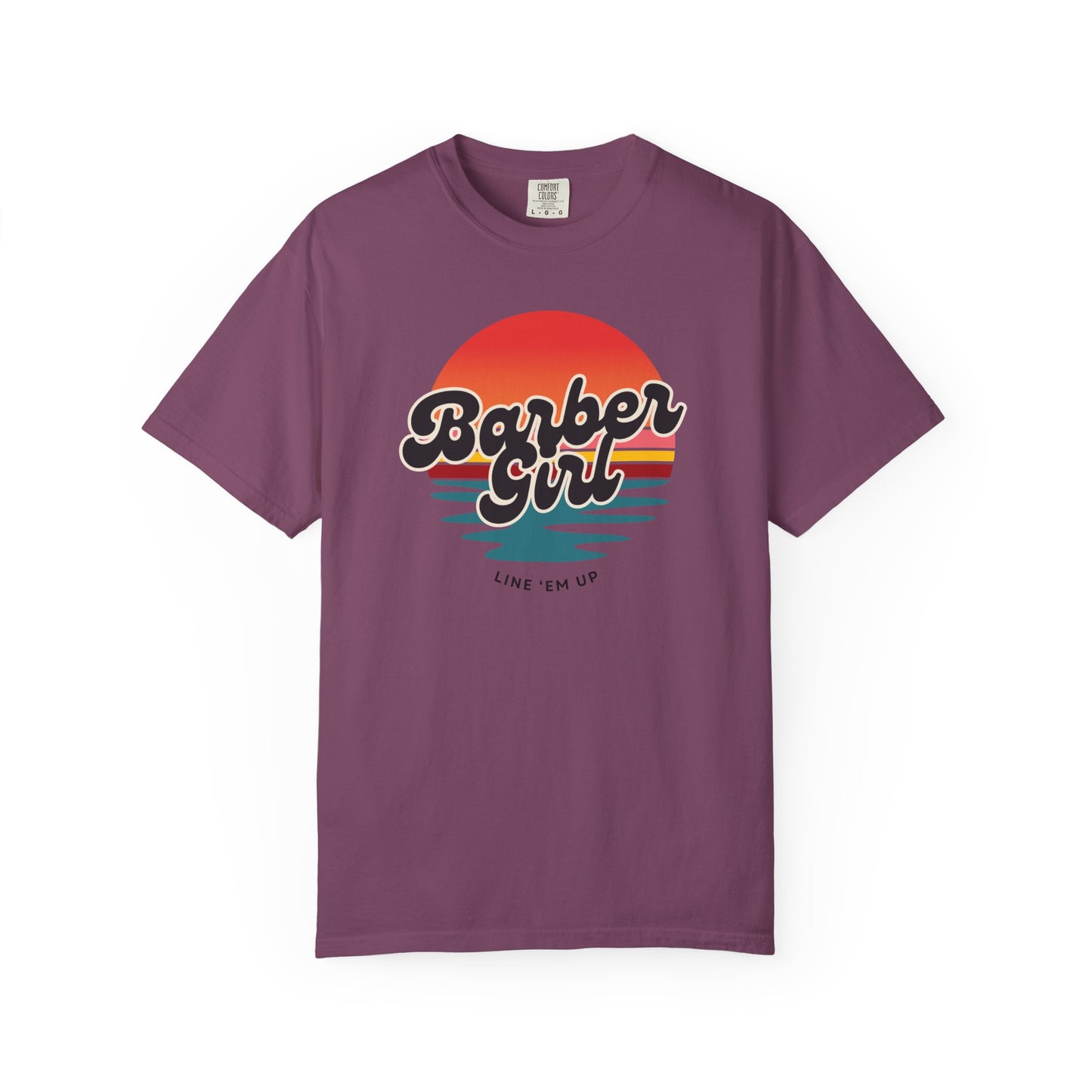 Barber Girl Retro Sun T-Shirt — Vintage Barbershop Tee