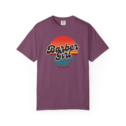 Barber Girl Retro Sun T-Shirt — Vintage Barbershop Tee