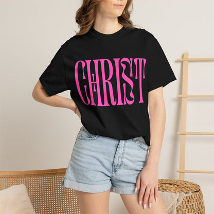 Christ Pink Logo T‑Shirt — Retro Typography Christian Tee