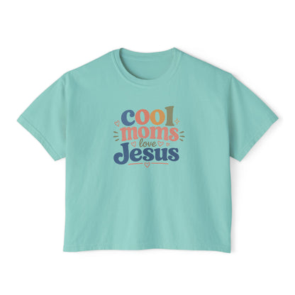 Cool Moms Love Jesus Boxy Tee — Christian Mom Graphic Shirt