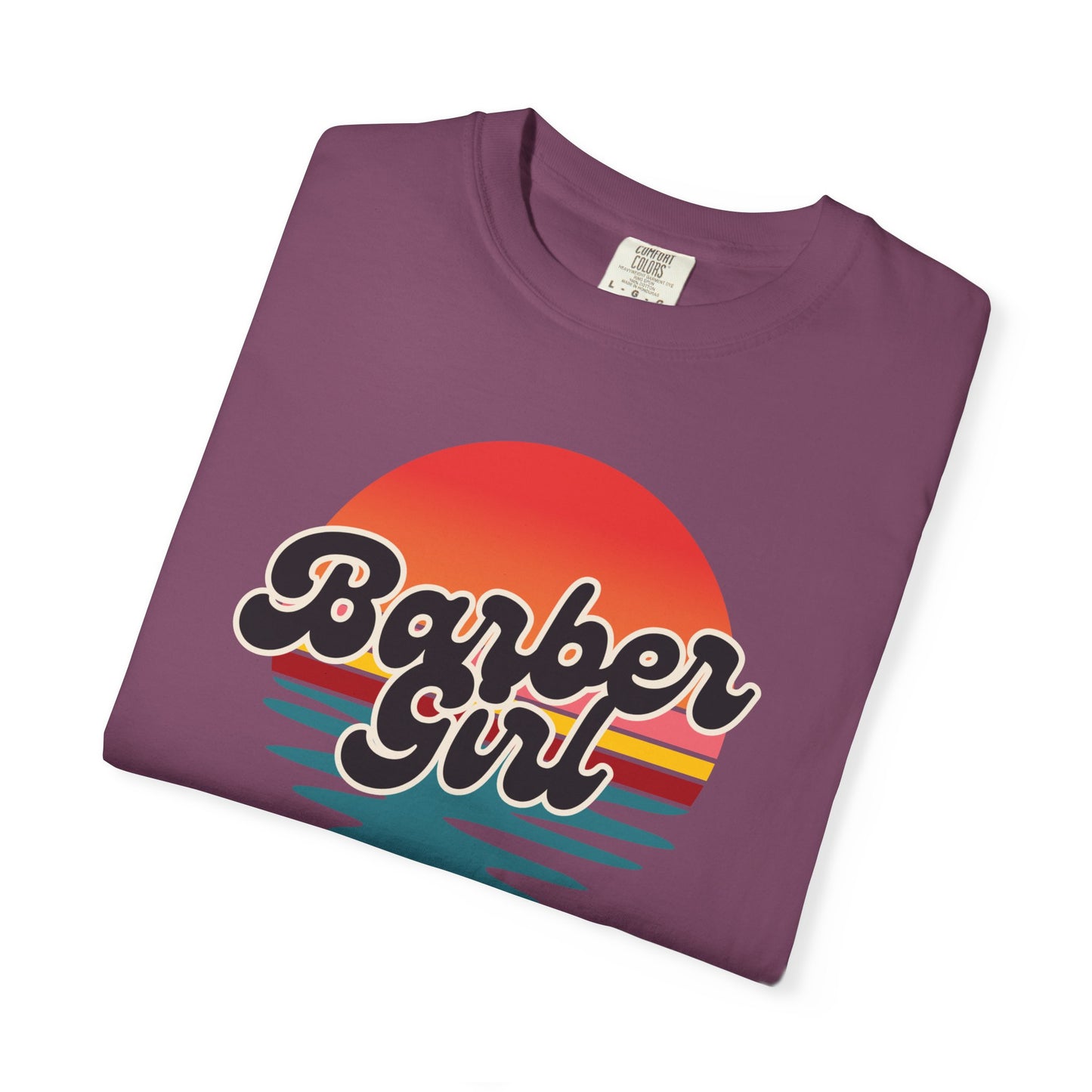 Barber Girl Retro Sun T-Shirt — Vintage Barbershop Tee
