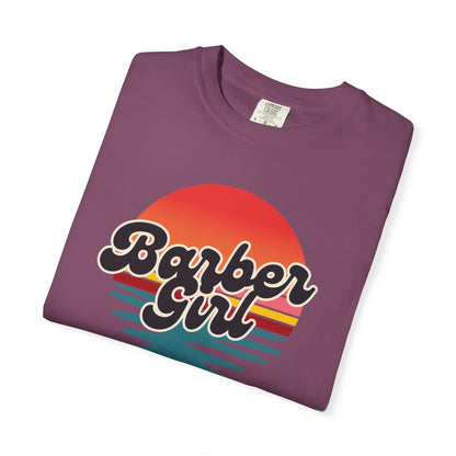 Barber Girl Retro Sun T-Shirt — Vintage Barbershop Tee