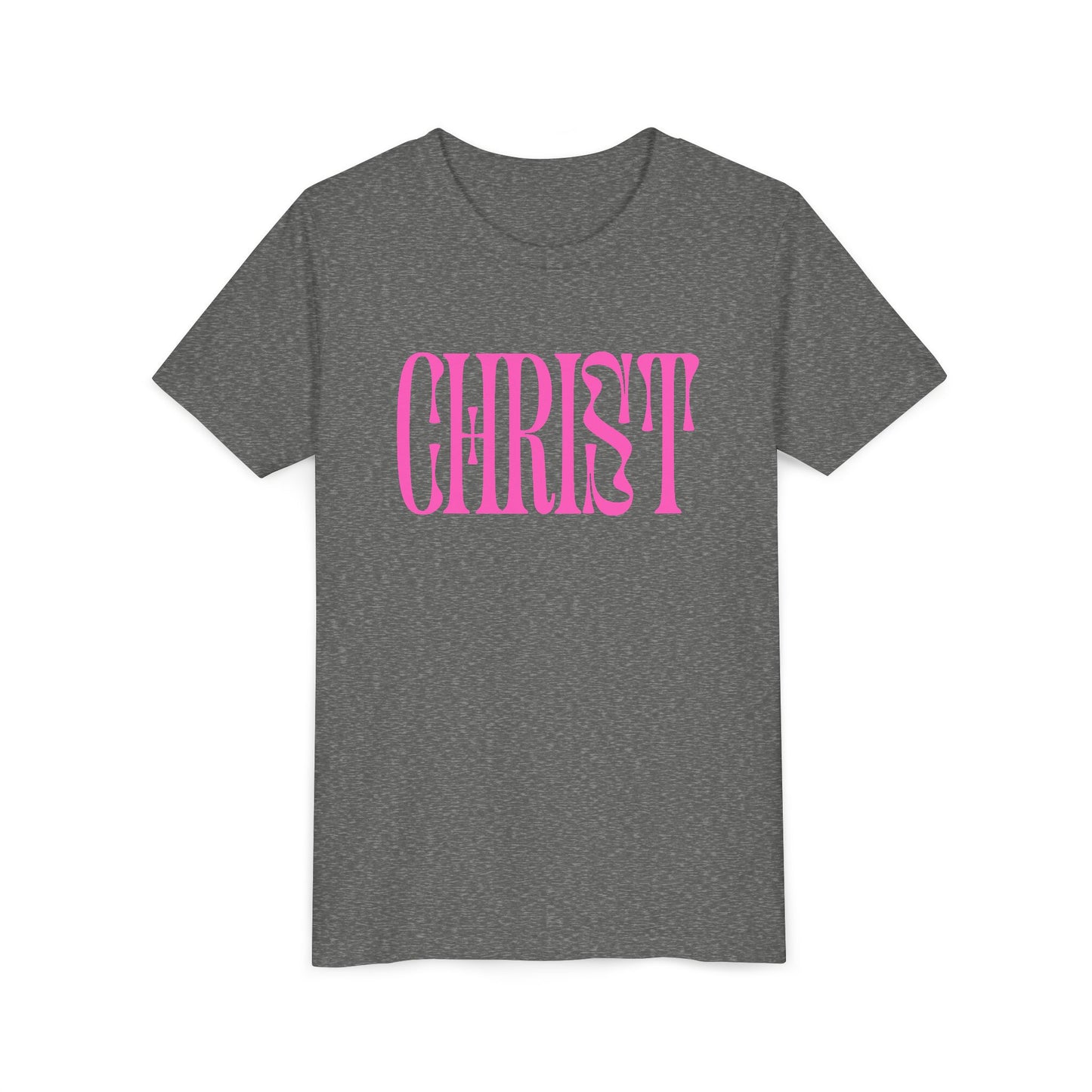 Youth Tee - 'CHRIST' Pink Gospel Logo Christian T-Shirt