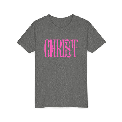 Youth Tee - 'CHRIST' Pink Gospel Logo Christian T-Shirt