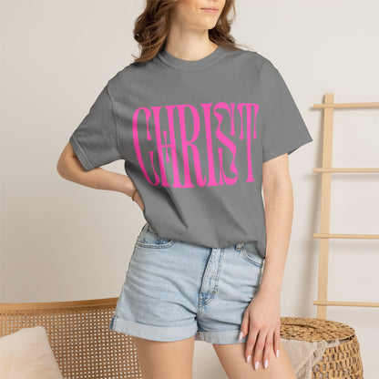Christ Pink Logo T‑Shirt — Retro Typography Christian Tee