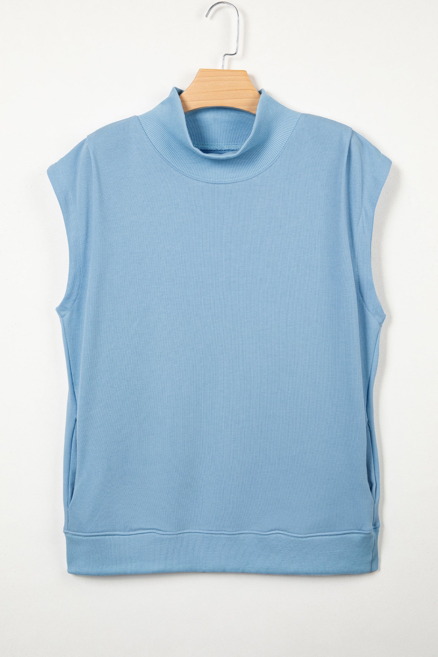 Racing Red Solid Color High Neck Cap Sleeve Loose Top