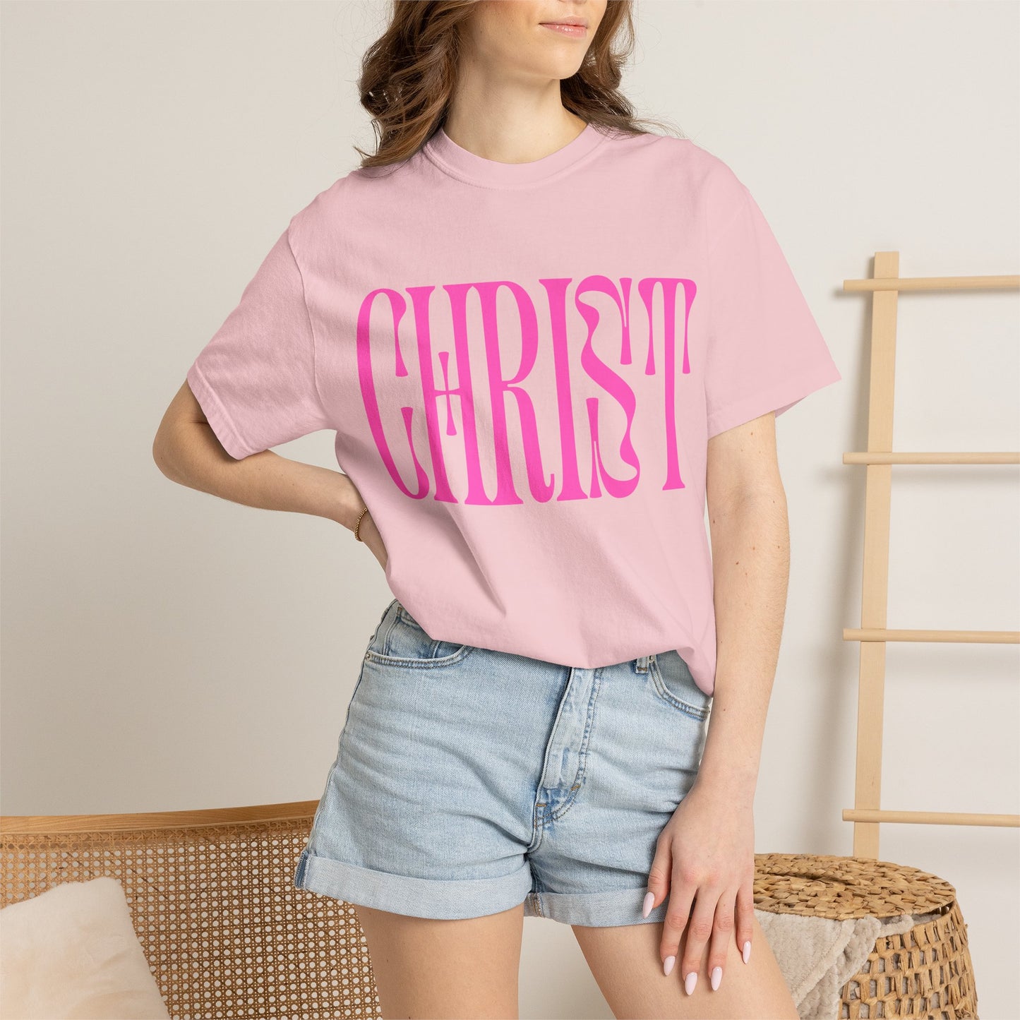 Christ Pink Logo T‑Shirt — Retro Typography Christian Tee