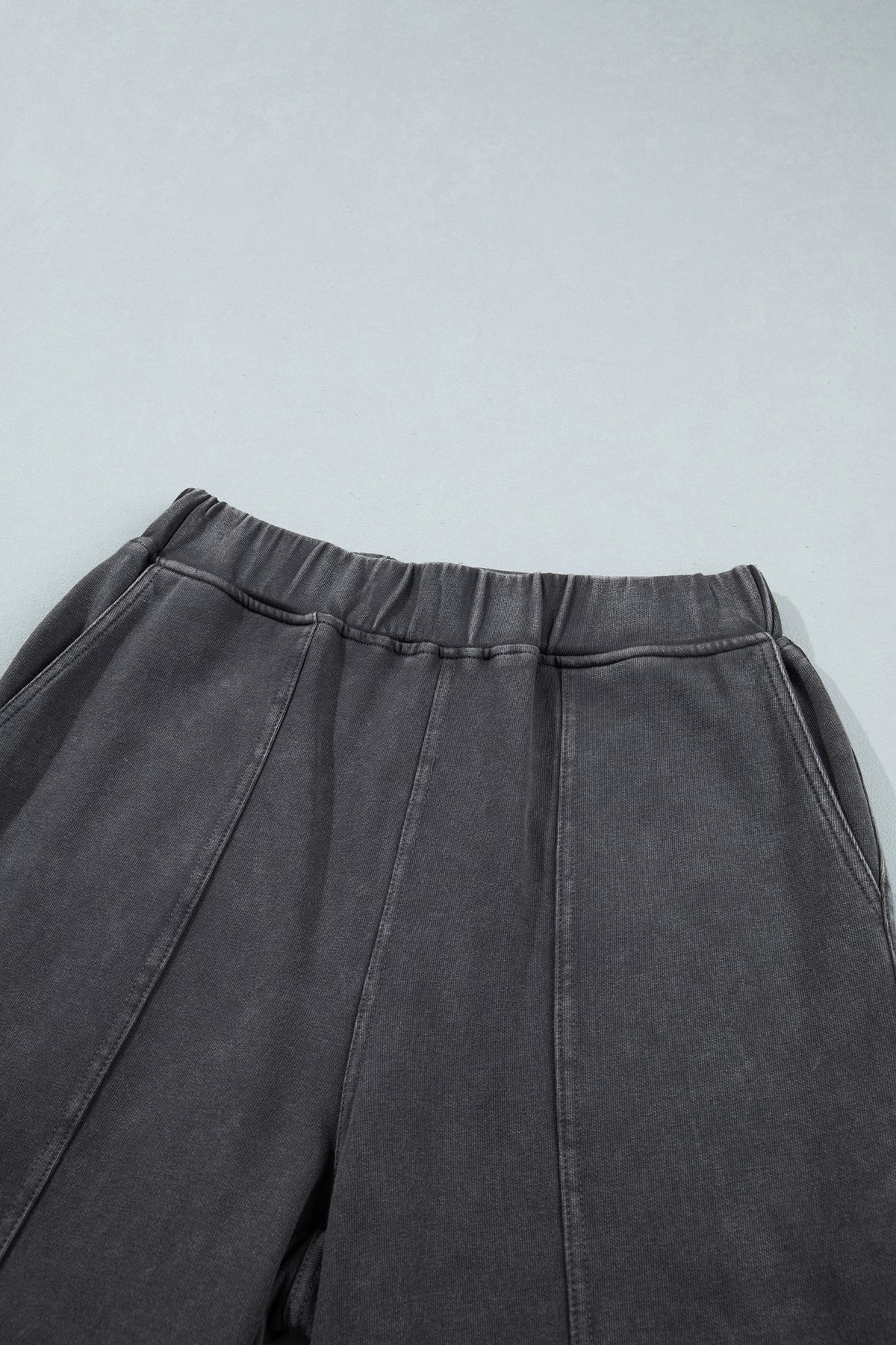 Coffee Mineral Wash Seam Detail Elastic Waist Barrel Pants
