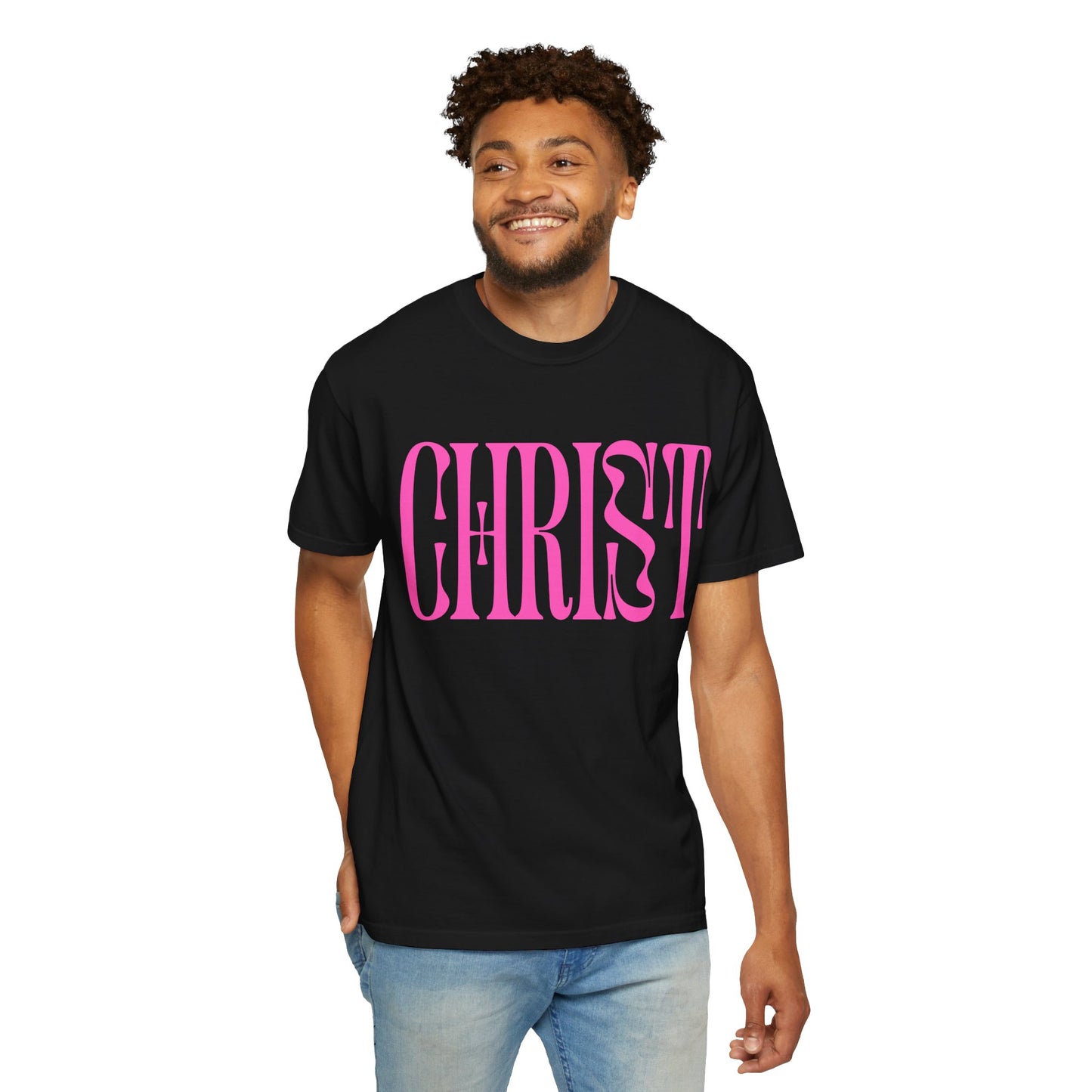Christ Pink Logo T‑Shirt — Retro Typography Christian Tee