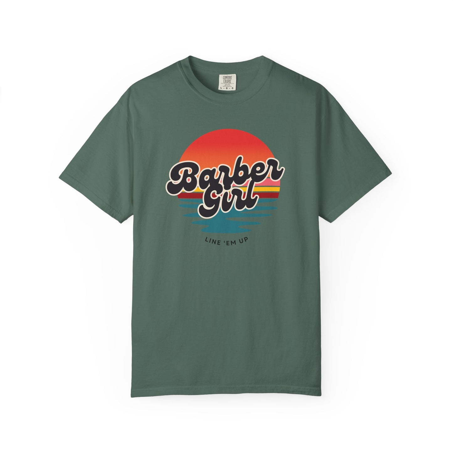 Barber Girl Retro Sun T-Shirt — Vintage Barbershop Tee