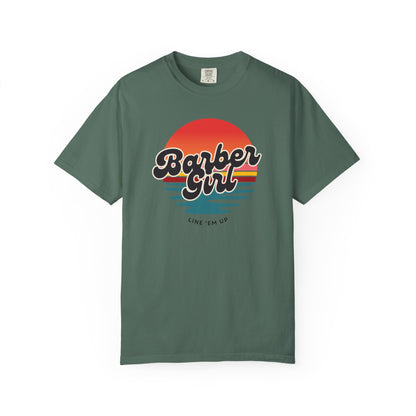 Barber Girl Retro Sun T-Shirt — Vintage Barbershop Tee