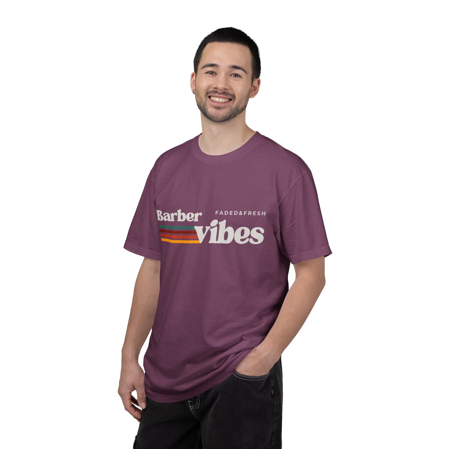 Barber Vibes T-Shirt — Retro Stripe Hairstylist Tee