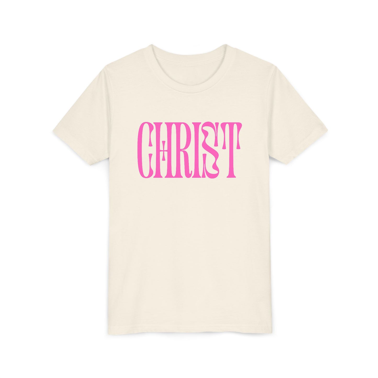 Youth Tee - 'CHRIST' Pink Gospel Logo Christian T-Shirt