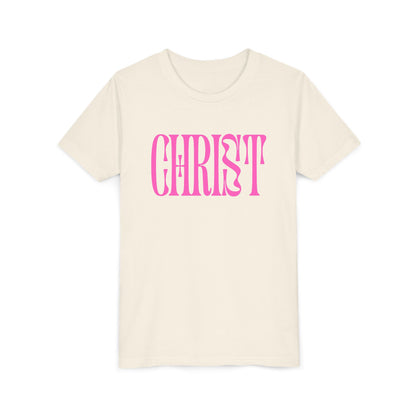 Youth Tee - 'CHRIST' Pink Gospel Logo Christian T-Shirt