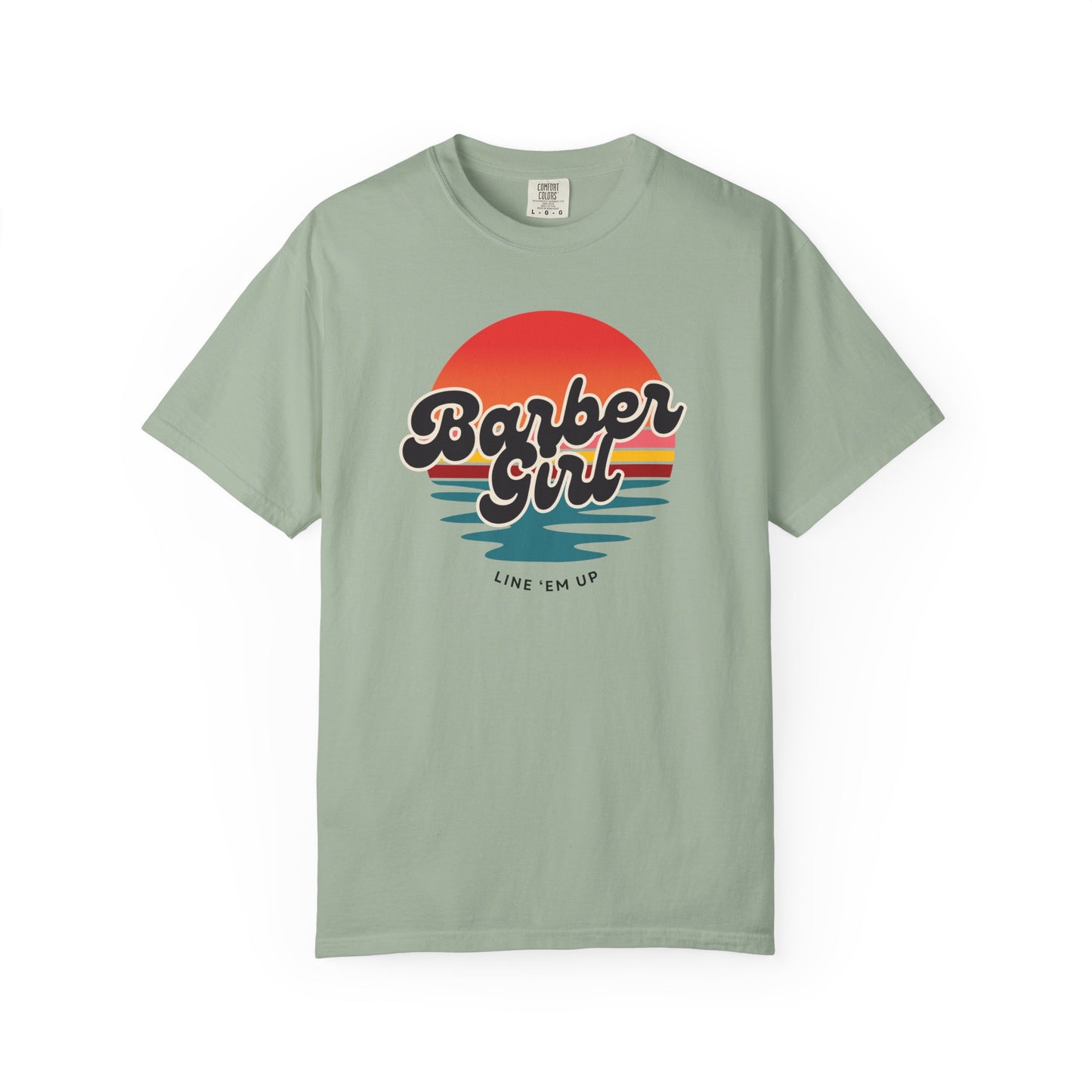 Barber Girl Retro Sun T-Shirt — Vintage Barbershop Tee