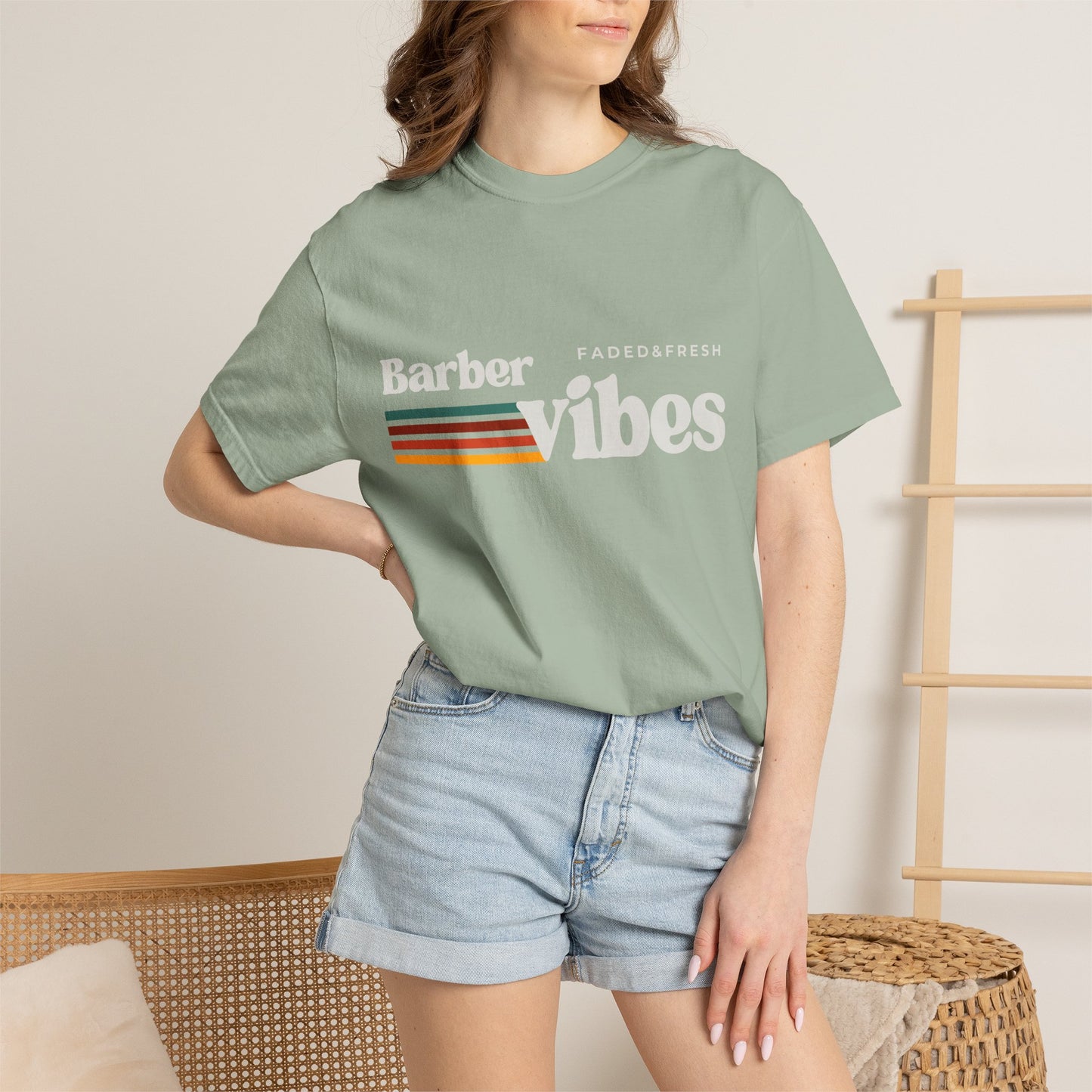 Barber Vibes T-Shirt — Retro Stripe Hairstylist Tee