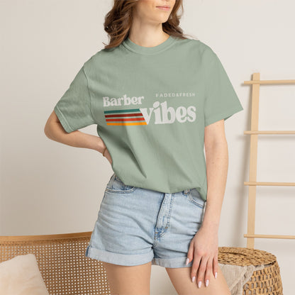 Barber Vibes T-Shirt — Retro Stripe Hairstylist Tee