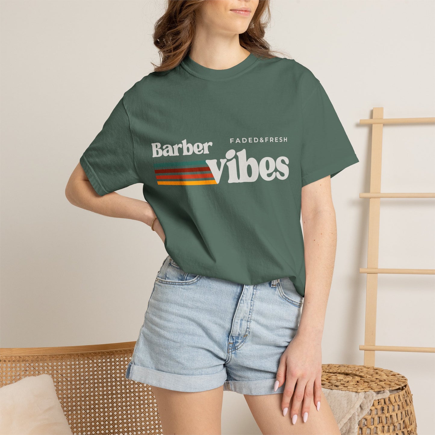 Barber Vibes T-Shirt — Retro Stripe Hairstylist Tee