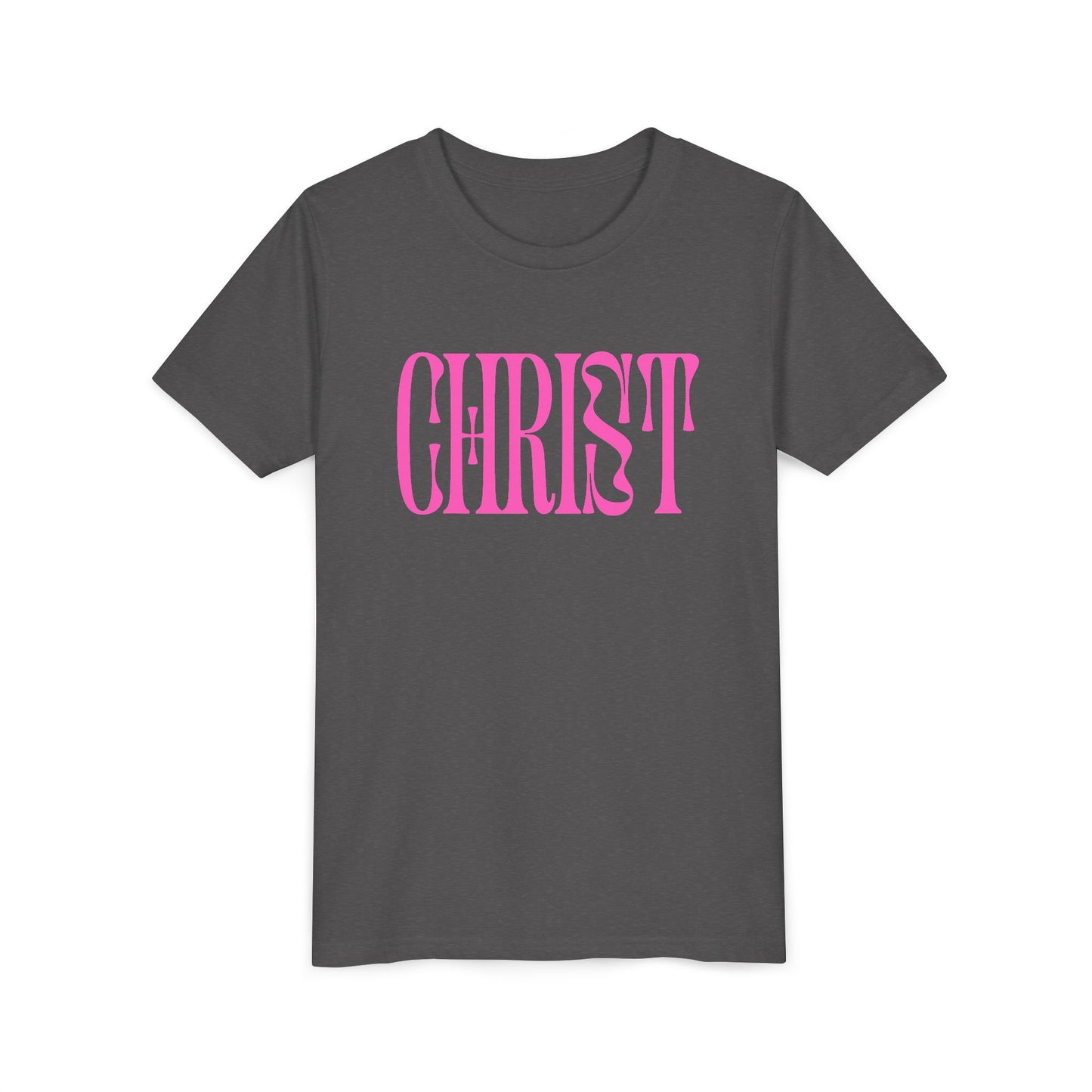 Youth Tee - 'CHRIST' Pink Gospel Logo Christian T-Shirt